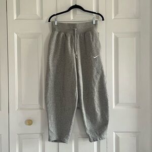 Grey Nike sweatpants with drawstring waist